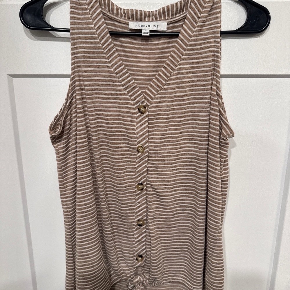 Rose & Olive Brown Striped Women's Top
